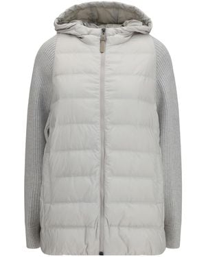 Brunello Cucinelli Long-Sleeved Cotton-Padded Jacket - Gray