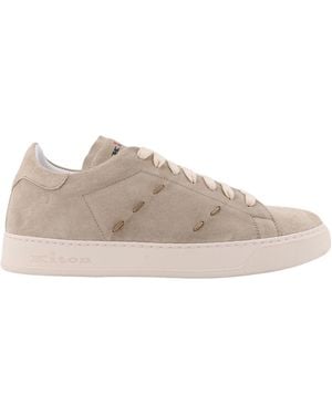 Kiton Round-Toe Lace-Up Athletic Shoes - Natural