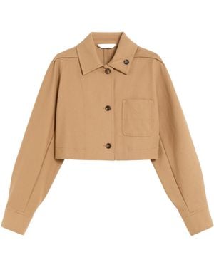 Max Mara Smalto Button-Up Cropped Jacket - Natural