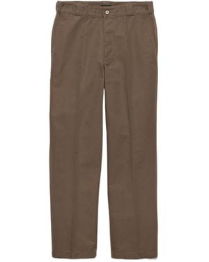 Prada Logo-Plaque Straight-Leg Trousers - Brown