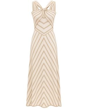 Zimmermann Striped Knotted Midi Dress - Natural
