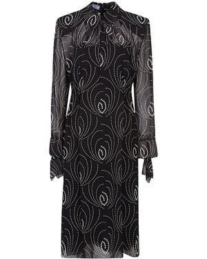Prada Georgette Printed Midi Dress - Black