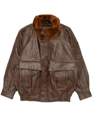R13 Flap-Pocket Leather Jacket - Brown