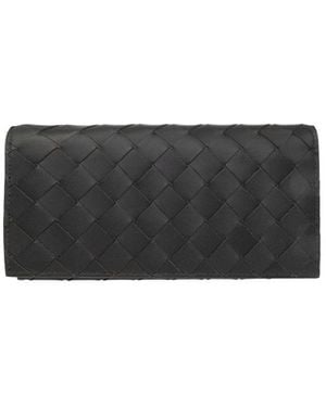 Bottega Veneta Intrecciato Long Wallet With Coin Purse - Grey