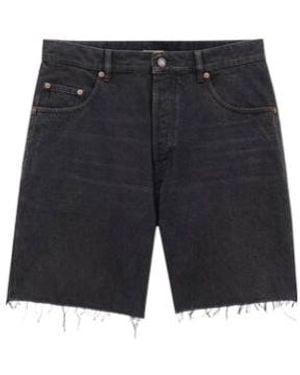 Saint Laurent Distressed Denim Bermuda Shorts - Blue
