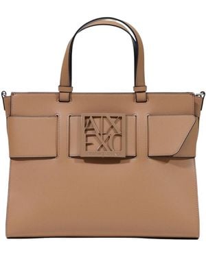 ARMANI EXCHANGE Monogram Tote Bag - Brown