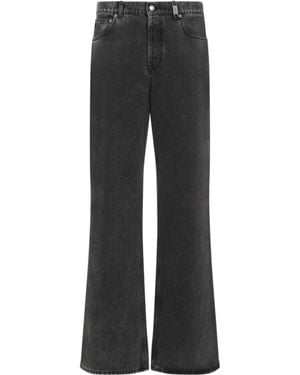 McQueen Logo Patch Wide-Leg Jeans - Grey