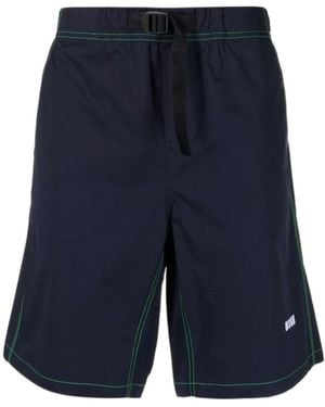 MSGM Logo Embroidered Drawstring Waistband Shorts - Blue