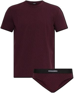 DSquared² Two-Piece T-Shirt And Underwear Set - Purple