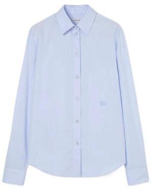 Burberry Long Sleeved Curved Hem Shirt - Blue