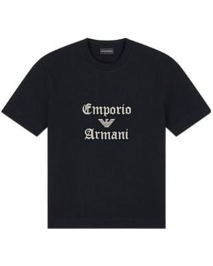 Emporio Armani Heavy Jersey T-Shirt With Soft Embossed Logo - Black