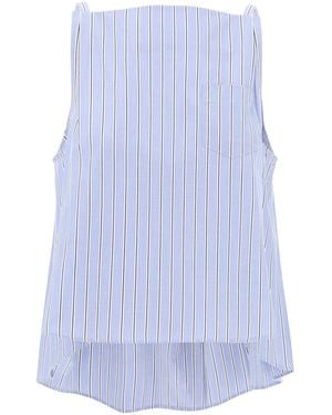 Sacai Stripe-Pattern Pleated Cotton Top - Blue
