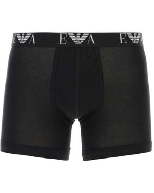 Emporio Armani Logo-Waist Cotton Boxer Briefs - Black