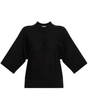 Lisa Yang Norie Polo Knitted Top - Black