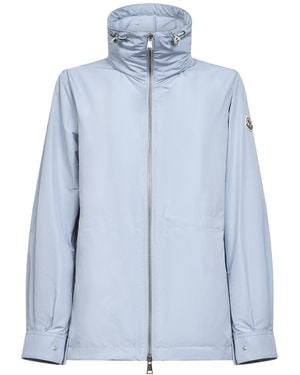 Moncler Logo Patch Zip-Up Coat - Blue