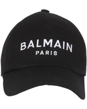 Balmain Cotton Cap With Logo - Black