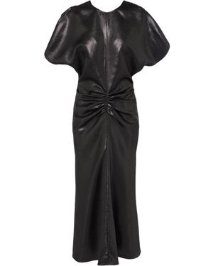 Victoria Beckham Gathered Lame Midi Dress - Black