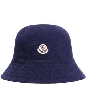 Moncler Logo Patch Bucket Hat - Blue