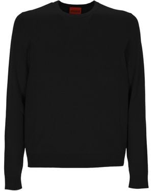 BOSS Long-Sleeved Crew Neck Knit Sweater - Black