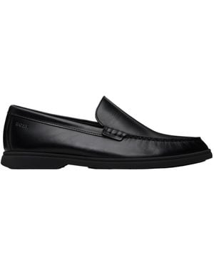 BOSS Embossed Logo Loafers - Black