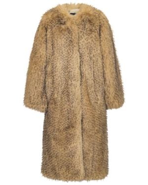 ROTATE BIRGER CHRISTENSEN Faux Fur Long Coat - Natural