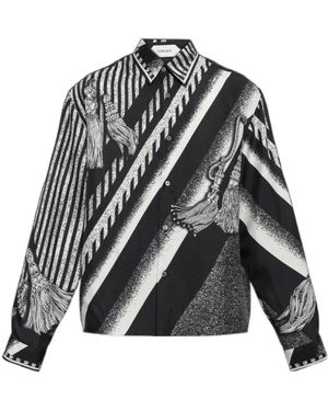 Versace Tassel Printed Long-Sleeved Shirt - Black