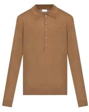 Dries Van Noten Long-Sleeved Knitted Polo Shirt - Brown