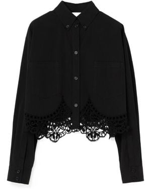 Burberry Lace-Detailed Long-Sleeved Shirt - Black