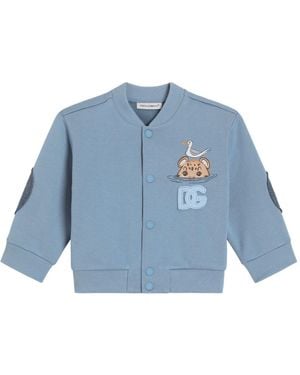 Dolce & Gabbana Logo-Appliqué Press-Stud Sweatshirt - Blue
