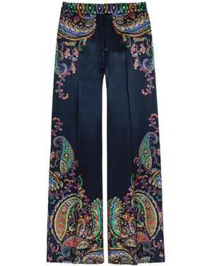 Etro Satin-Crepe Pants - Blue