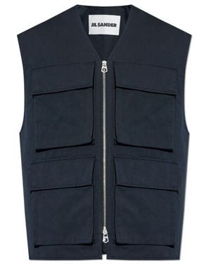 Jil Sander Vest With Silk Finish - Blue