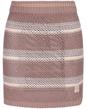 Amiri Striped Crochet Knitted Skirt - Pink