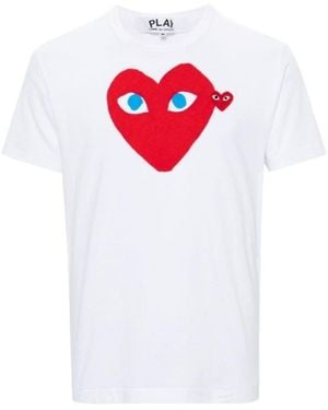 Comme des Garçons Heart-Print Logo Patch T-Shirt - White
