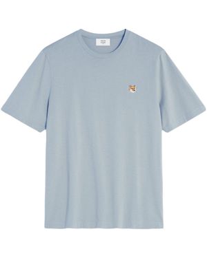 Maison Kitsuné Maison Kitsuné Fox Head Patch Crewneck T-Shirt - Blue
