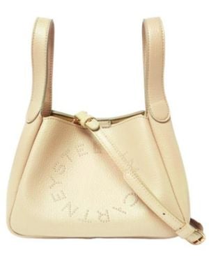 Stella McCartney Logo Perforated Shoulder Bag - Natural