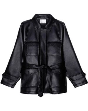 Frankie Shop Kelia Faux Leather Padded Utility Jacket - Black