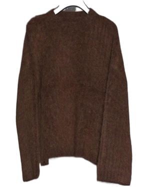 Uma Wang Crewneck Vertical Ribbed Knit Sweater - Brown