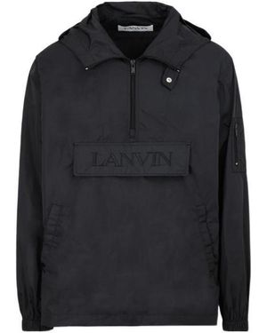 Lanvin Logo-Embroidered Windbreaker Jacket - Black