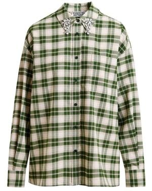 Essentiel Antwerp Plaid Embellished Shirts - Green