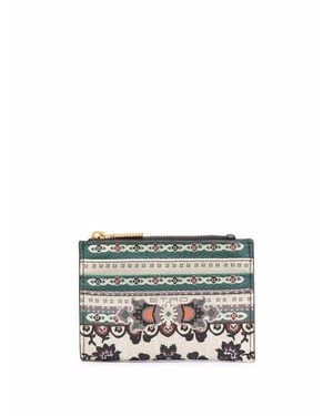 Etro Floral-Print Leather Wallet - Grey