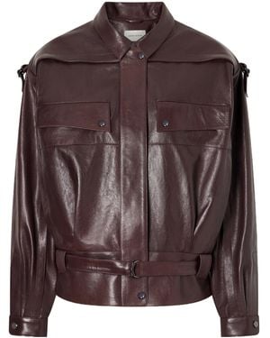 Magda Butrym Belted Leather Biker Jacket - Brown
