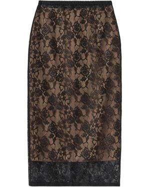 Self-Portrait Floral Lace Midi Skirt - Brown
