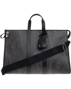Etro Large Paisley-Print Strapped Travel Bag - Black