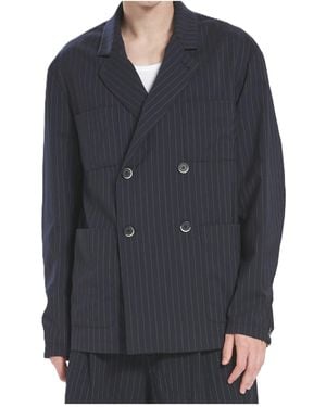Barena Siroco Pinstripe Double-Breasted Blazer - Blue
