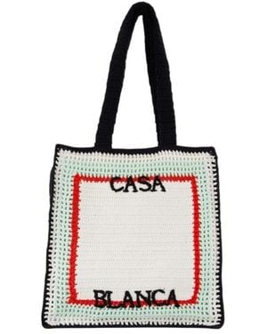 CASABLANCA Crochet-Knit Tote Bag - White
