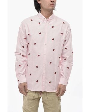 DSquared² Relax Dan All-Over Strawberry-Embroidered Button-Down Shirt - Pink