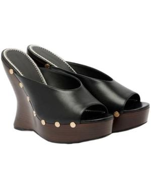 Magda Butrym 115 Studded Leather Wedge Mules - Black