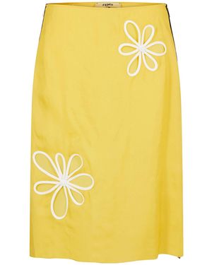 Fendi Straight-Leg Mid-Length Knee-Length Skirt - Yellow