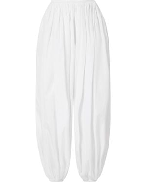Alaïa Striped Cotton-Poplin Tapered Trousers - White