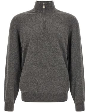 Brunello Cucinelli Half-Zip Cashmere Sweater - Gray